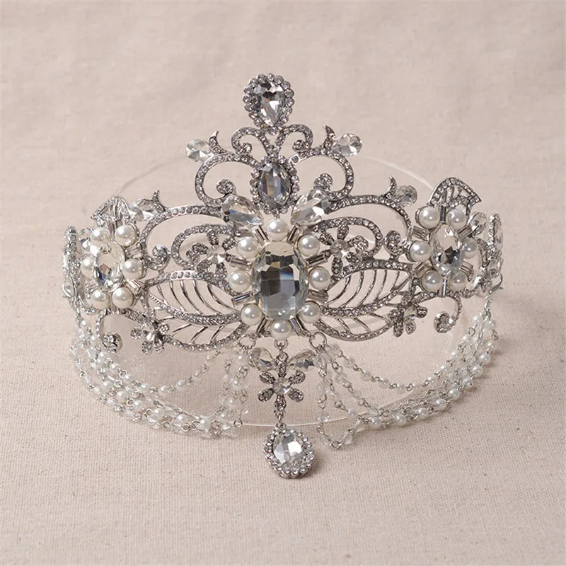 CC crowns tiaras hairbands frontlet rhinestones pageant wedding hair accessories for bridal water drop party jewelry HG382