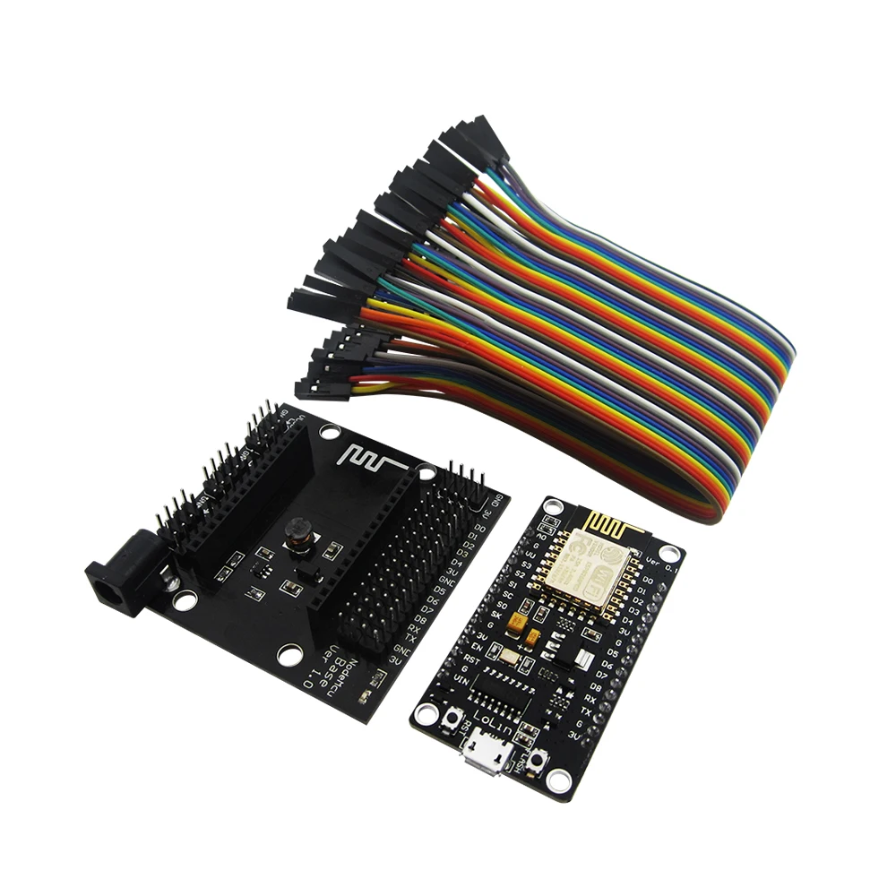 Esp8266 kit nodemcu lua wi fi intternet das coisas placa de desenvolvimento + base nodemcu 40p fios teste diy tábua de pão