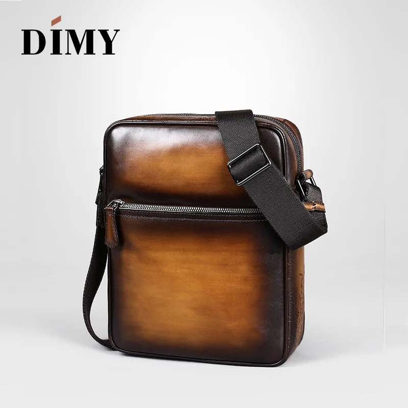 DIMY Messenger Bags Vintage Men Shoulder bag Genuine Leather Mens Crossbody Bags for Messenger men Leather bags Handbags