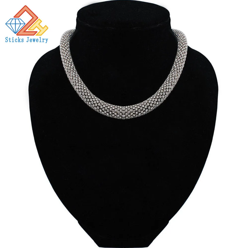 TOP Creative Women Fashion Necklace Rhinestone Statement Twining Necklace For Women Party Wedding