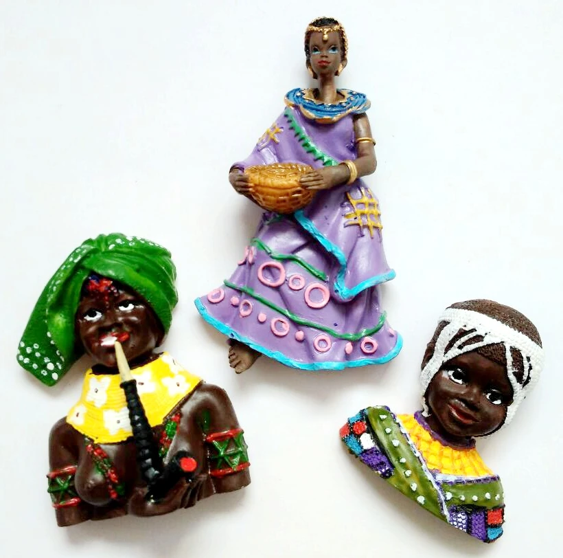 Handmade Painted South African Black Bride Tourism Souvenirs Fridge Magnets Home Decor Refrigerator Magnetic Stickers