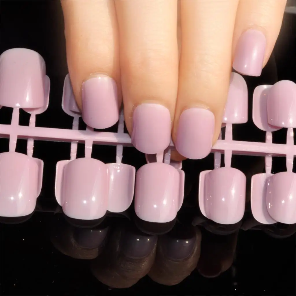 24 Pcs/Set Hot Candy Light Purple Pink False Nail Art Design Tips Acrylic Full Stiletto Daily Wear Fake Nails Manicure Tools 484 image 3