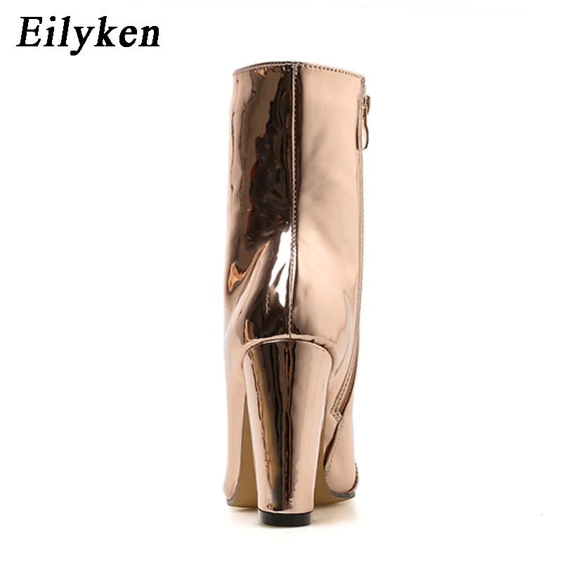 Eilyken moda oro argento pelle verniciata donna stivaletti punta a punta tacco alto Sexy Stiletto pompe Chelsea Botas Mujer