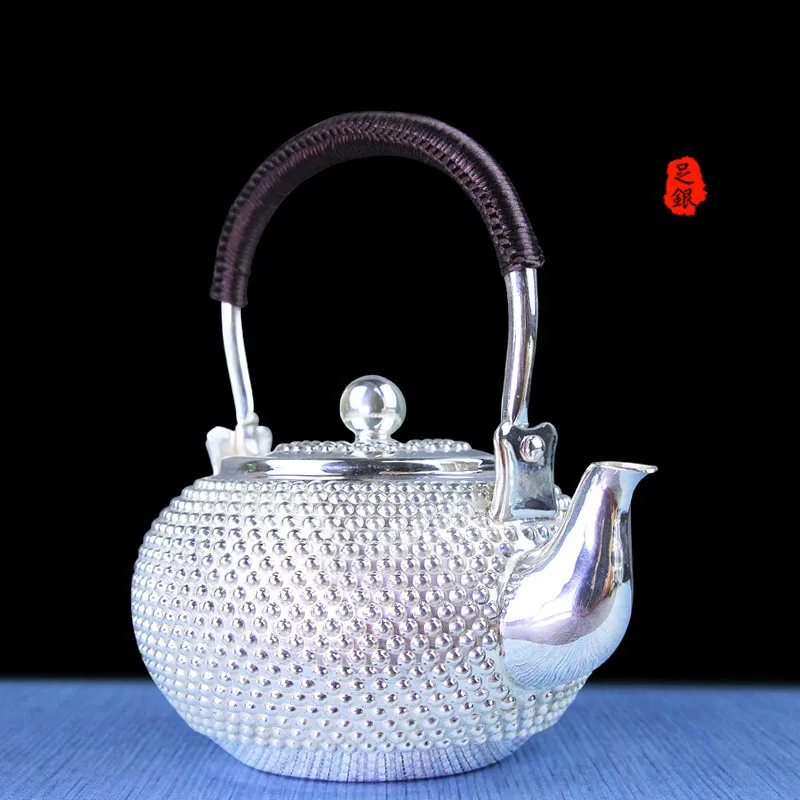 S999 sterling silver kungfu tea set portable teapot tea cup tea set tea ceremony teapot set