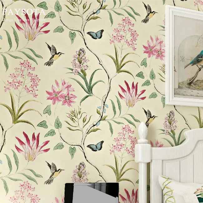 

PAYSOTA Pastoral Style Flower Wallpaper Bedroom Sitting Room Sofa TV Background Wall Paper Roll Home Decoration