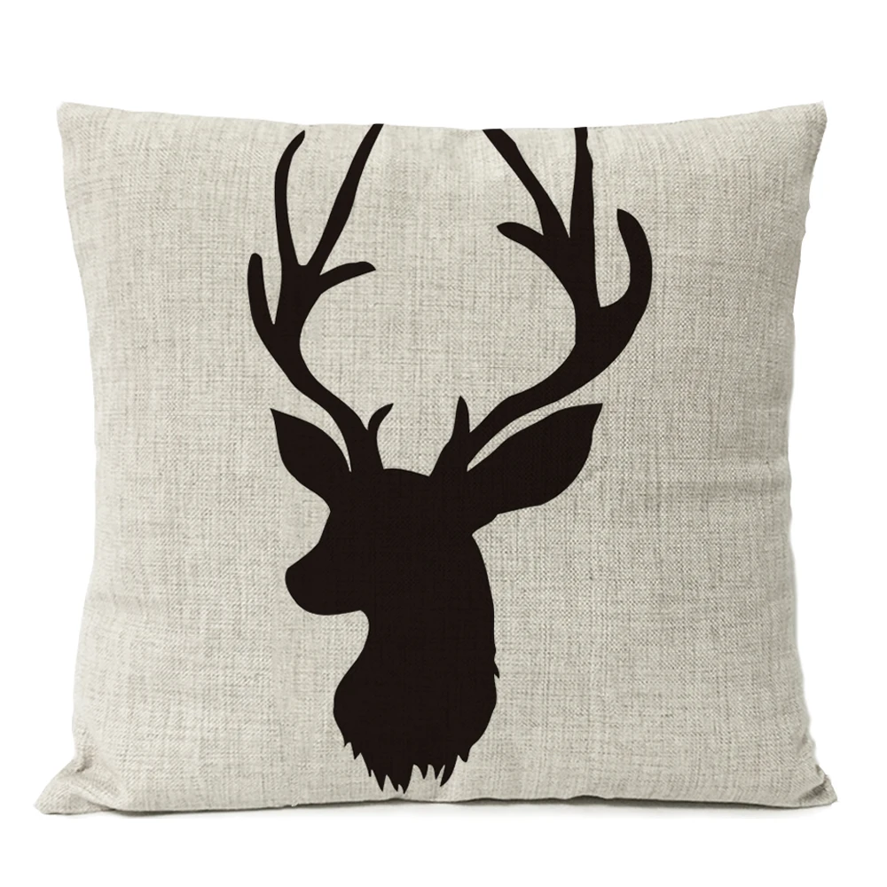 Nordic Black Geometric Deer Pillow Covers Bird Heart English alphabet Linen Pillow Case Home Decorative Pillows Cushion Cover