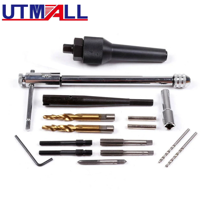 16pcs Damaged Glow Plug Removal Installation Kit & Thread Repair Tool Set