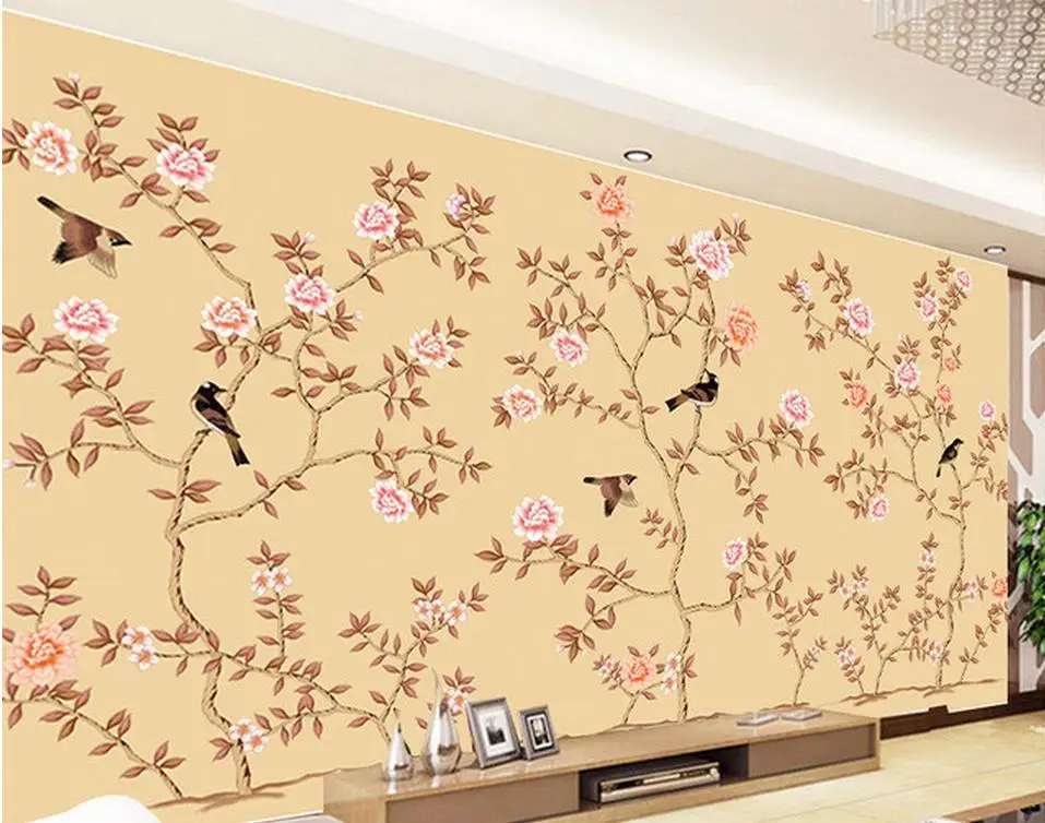 

3d customized wallpaper custom 3d wallpaper Flowers and birds backdrop 3d wall murals wallpaper living 3d wallpaper