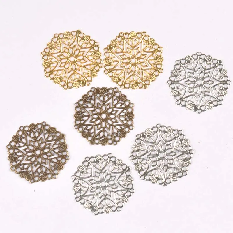 10 sztuk filigranowe kwiat okłady złącze Flatback ozdoby metalowe Scrapbooking dla DIY ocena biżuteria YKL0735