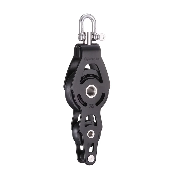 Marine Boat Yacht Sailboat Dinghy 75mm 2 15/16 Inch Aluminum Single Swivel Shackle Fiddle Becket Block Master ALC-7520F