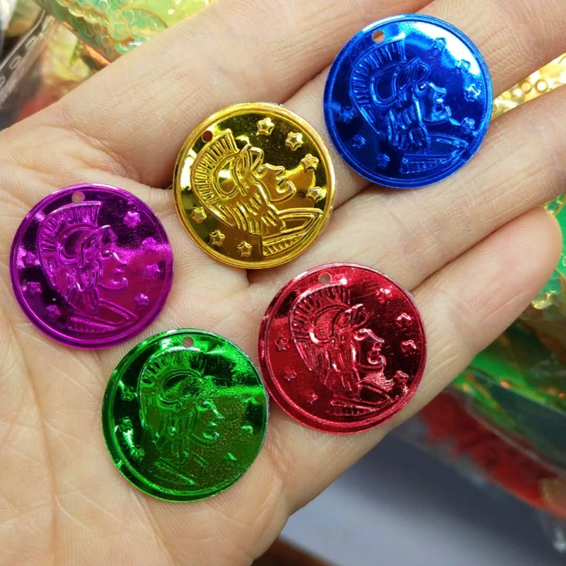 300pcs/lot 22mm Coin Sequin Pendant PVC Paillettes Sewing Craft DIY Accessory General Head Portraits Belly Dance Scarf Coins