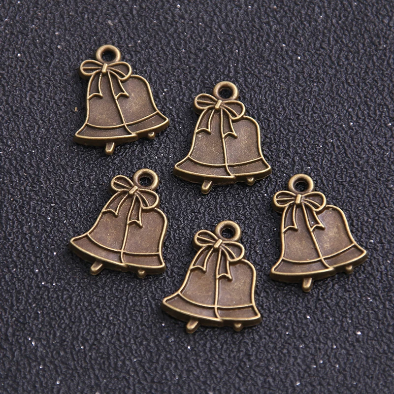 14PCS 16*22mm New Product Two Color Christmas Charms Bell Pendant Jewelry Metal Alloy Jewelry Marking