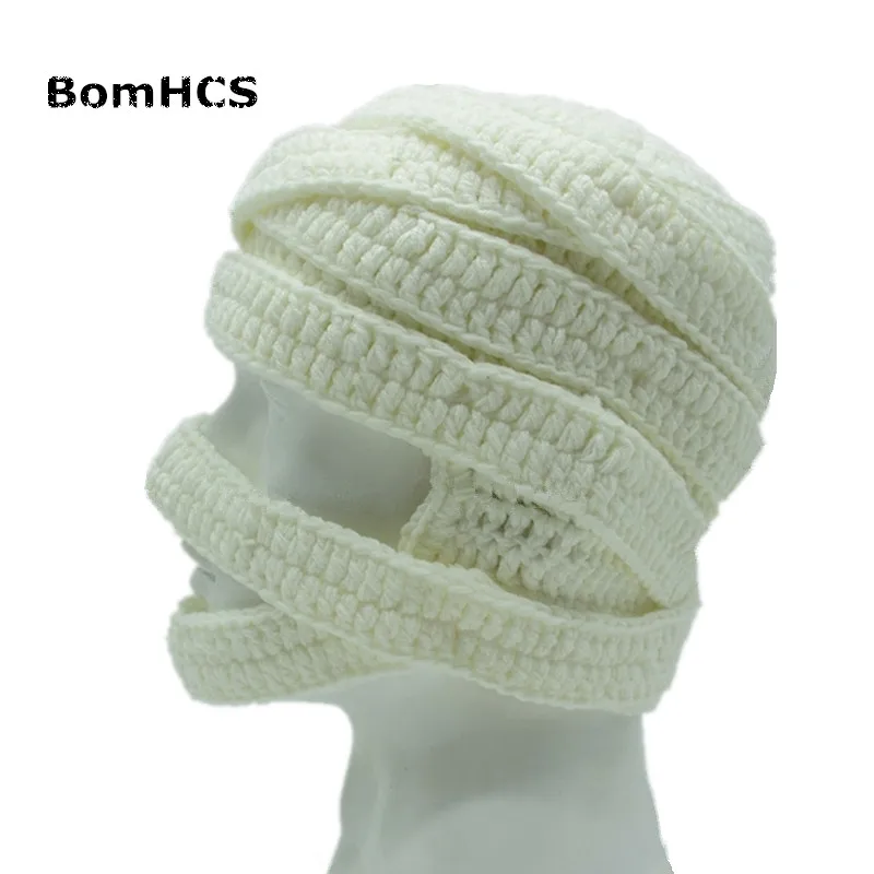 BomHCS Novetly Cool Zombie Mask Beanie Bandage 100% Handmade Knitted Funny Hat Cap