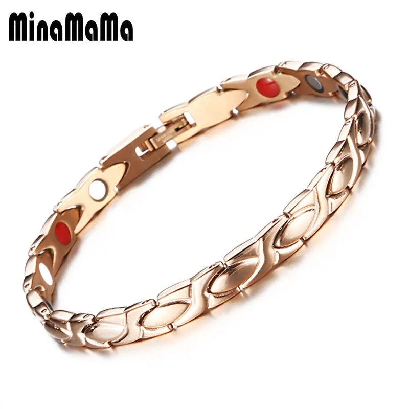 New Style Stainless Steel Germanium Magnetic Bracelets for Women Men Far Infrared  Energy Bracelets Health Jewelry Gifts