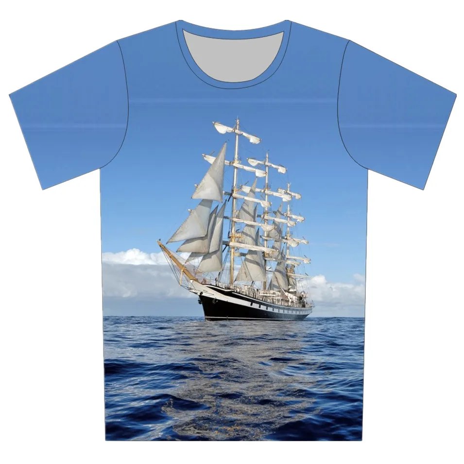 Children 2022 Summer 3D T Shirt Boat Plane Radar Tree Print Fashion T-Shirt Boy Girl Casual Funny Tee Tops Fit Height 95CM-155CM