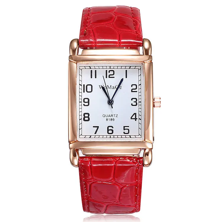 Women WOMAGE Classic Square Shape Figure PU Watchband Wristwatch Quartz Watch Women Watches Relogio Feminino Montre Femme hv5n