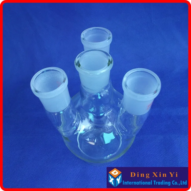 (2 pieces/lot) 250ml 24/29 four necks round-bottom flask,Flask round bottom with four necks,short neck standard ground mouth