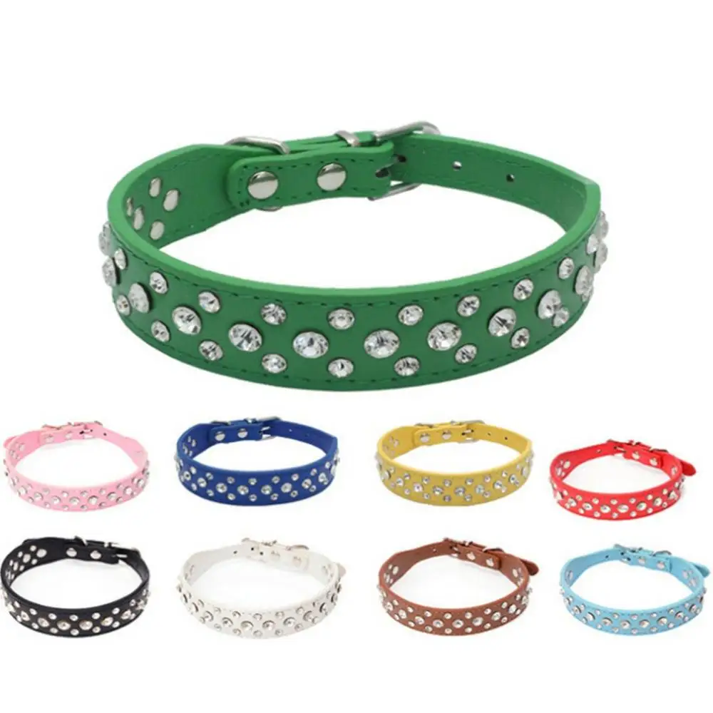 15 Colors 2.5cm Width PU Leather Pet Collar Round Spikes Studded Dog Collars for Small Medium Dogs XS/S/M/L