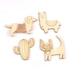 4Pcs Unfinished Dog/cat/alpaca/cactus Shape Wooden Bobbin Spools  Cord Wire Sewing For Thread String Ribbons Trims 63-90mm m2158