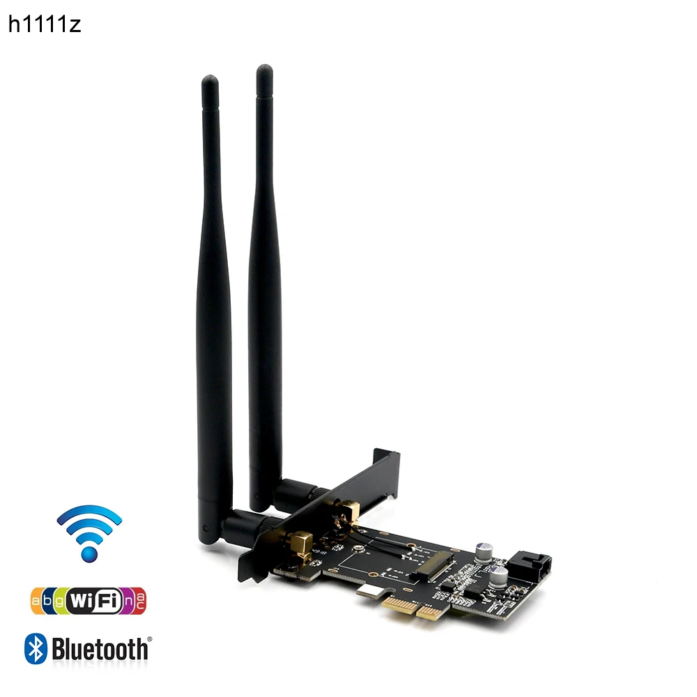 Network Cards M.2 Wifi Adapter/Card PCI-E 1X Wifi AC 5Ghz 5 Ghz Adapter 2x 5dBi WiFi Antenna Key A NGFF M.2 Wi-Fi Bluetooth Card