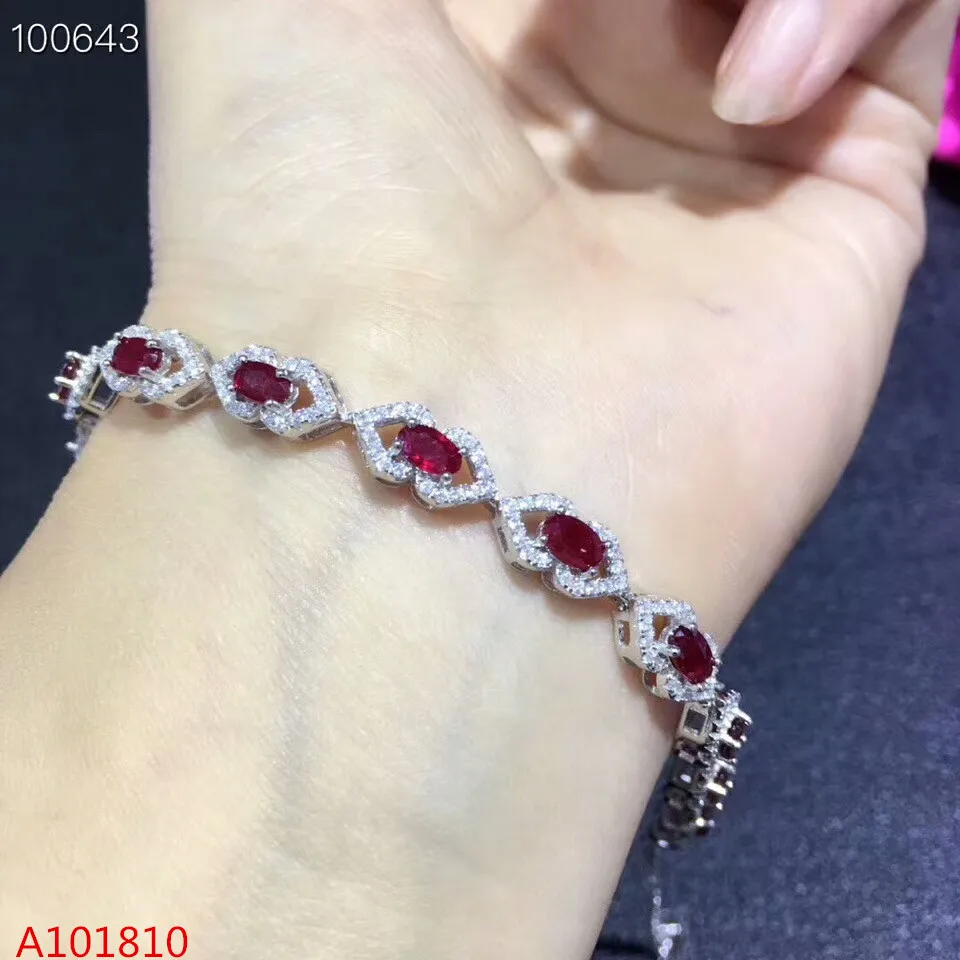 

KJJEAXCMY fine jewelry 925 pure silver inlaid natural ruby female Bracelet support test