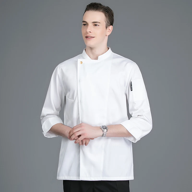 Hotel männer der speisen chef küche jacke weißes hemd lange ärmeln restaurant uniform chef kostüm frauen kochen jacke 4 -farbe