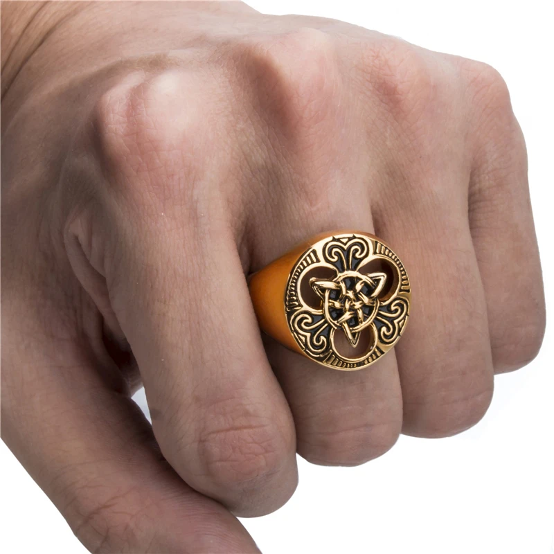 Mens Boys Celtic knot Magic 316L Stainless Steel Ring Biker Vintage jewelry Size 7-15