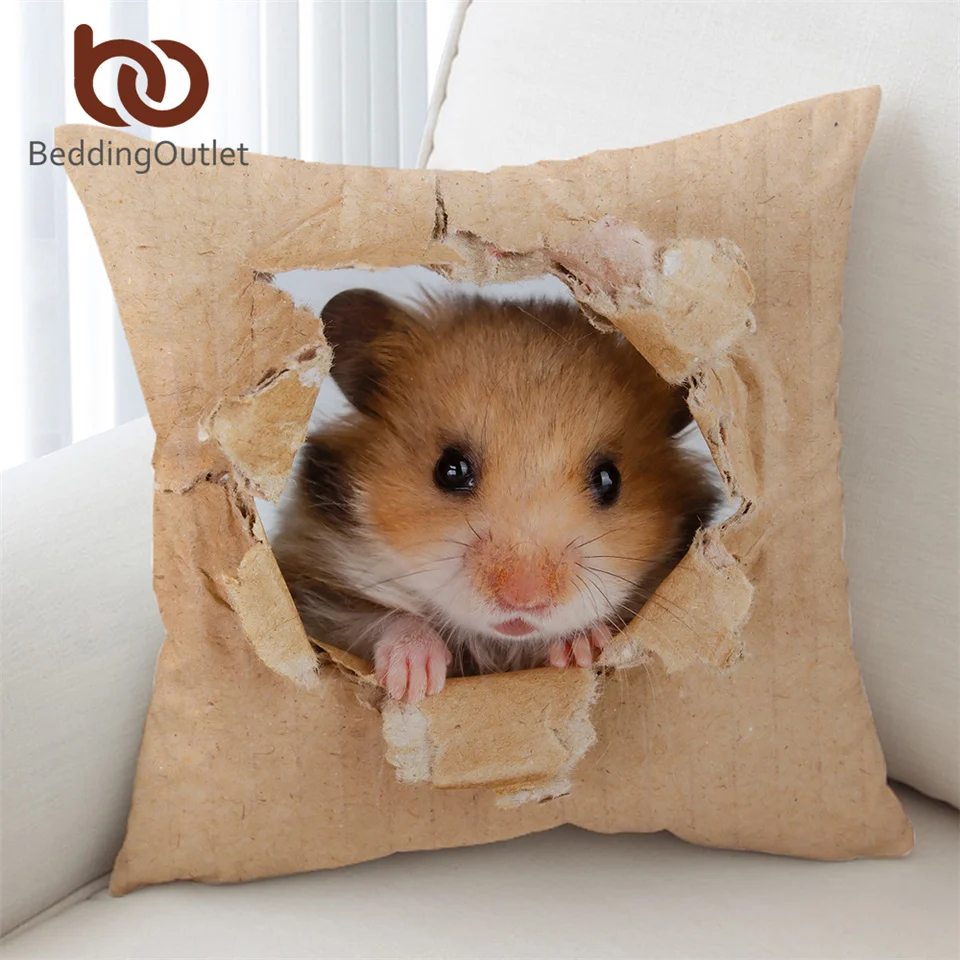 

BeddingOutlet Hamster Cushion Cover Papery Pillowcase 3D Lovely Mouse Decorative Pillow Cover Home Decor housse de coussin 45x45