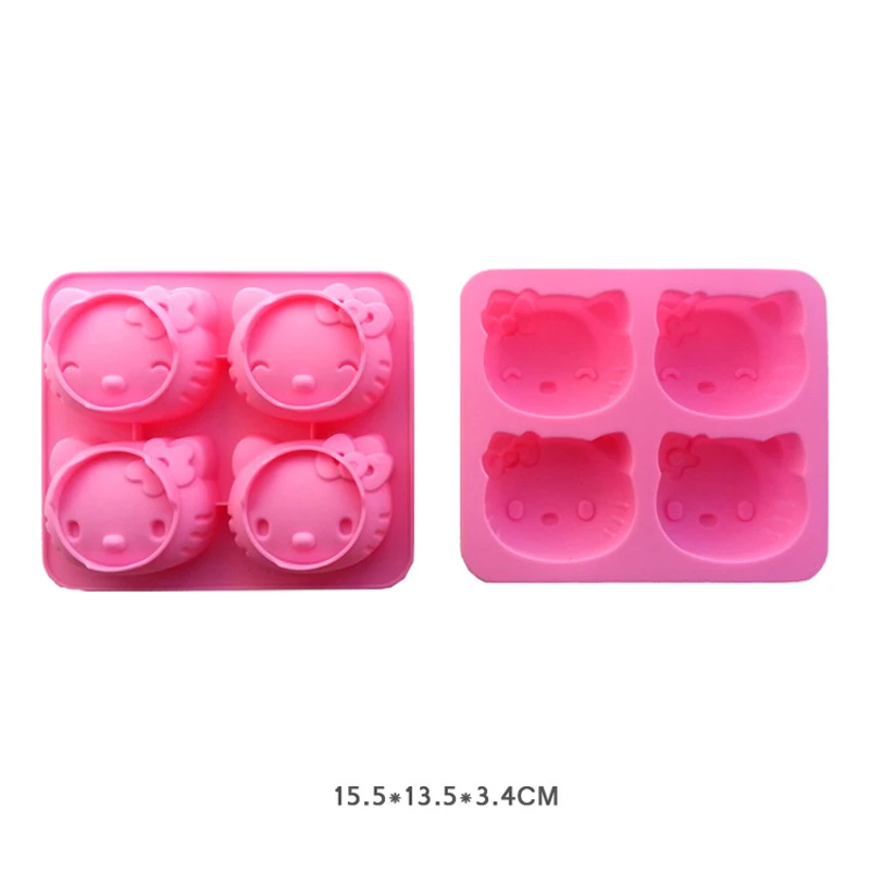 Free shipping 4 cute KITTY cooking tools chocolate ice mold Silicone Mold baking Fondant candy Sugar Craft DIY Cake