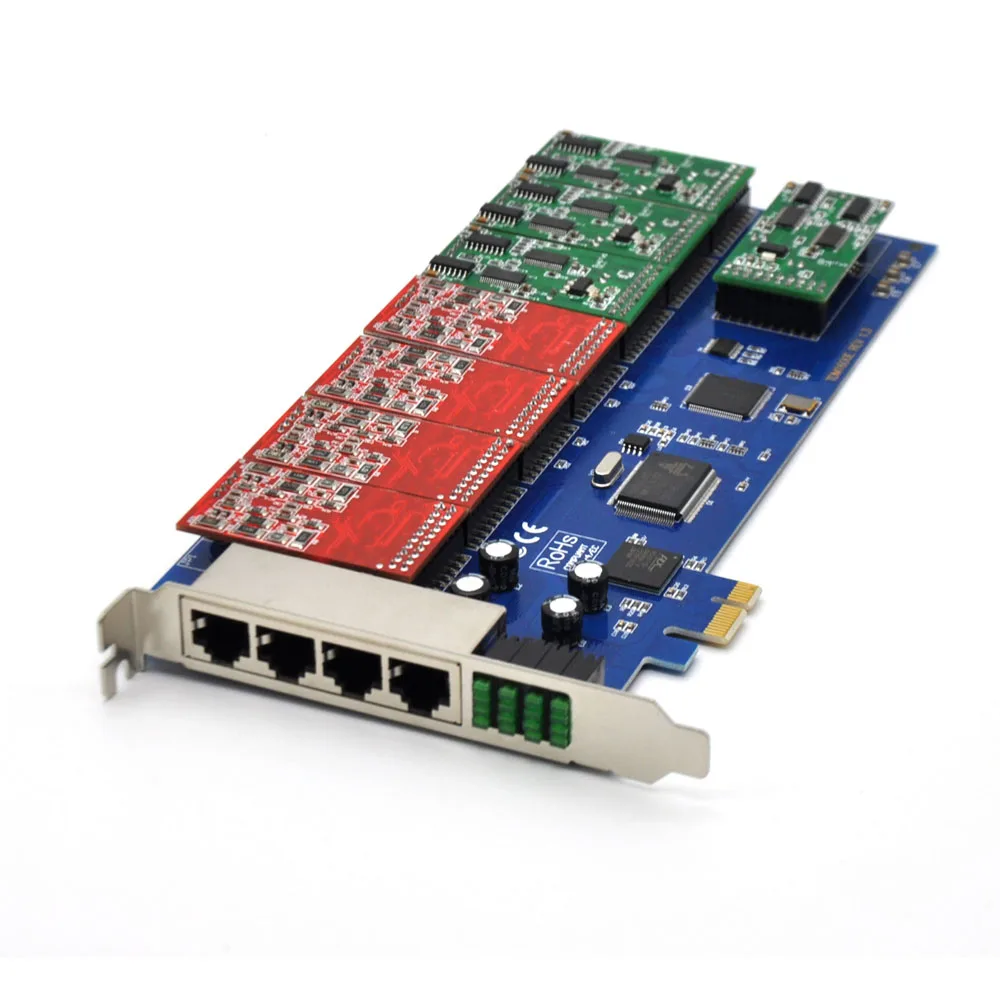 24 منفذًا من بطاقة النجوم pci-E بطاقة fxo fxs، بطاقة elasticx، بطاقة trixbox، Freewitch pbx، TDM2400E Voip التناظرية لإصدار 4U