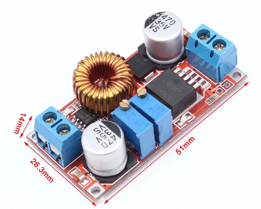 Li-lion Lithium Battery Charger Module 5V-32V to 0.8V-30V 5A LED Driver Step Down Buck Converter Board Constant Current Voltage