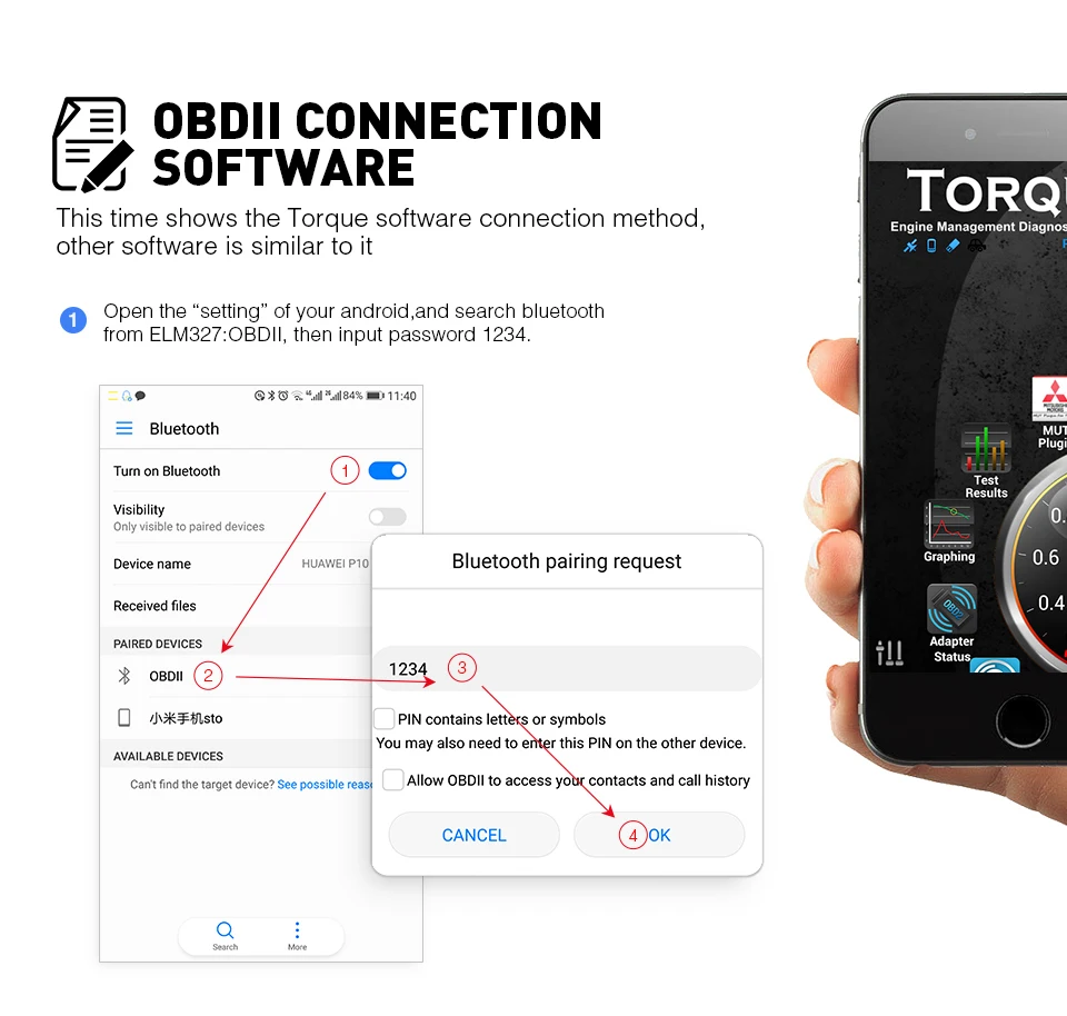 Vgate ICar2 Auto-Diagnosegerät Bluetooth WiFi OBD2 ELM327 V2.2 Scanner Codeleser Diagnose-Tool Verlängerungskabel ODB 2 Auto-Werkzeug – Detail 8