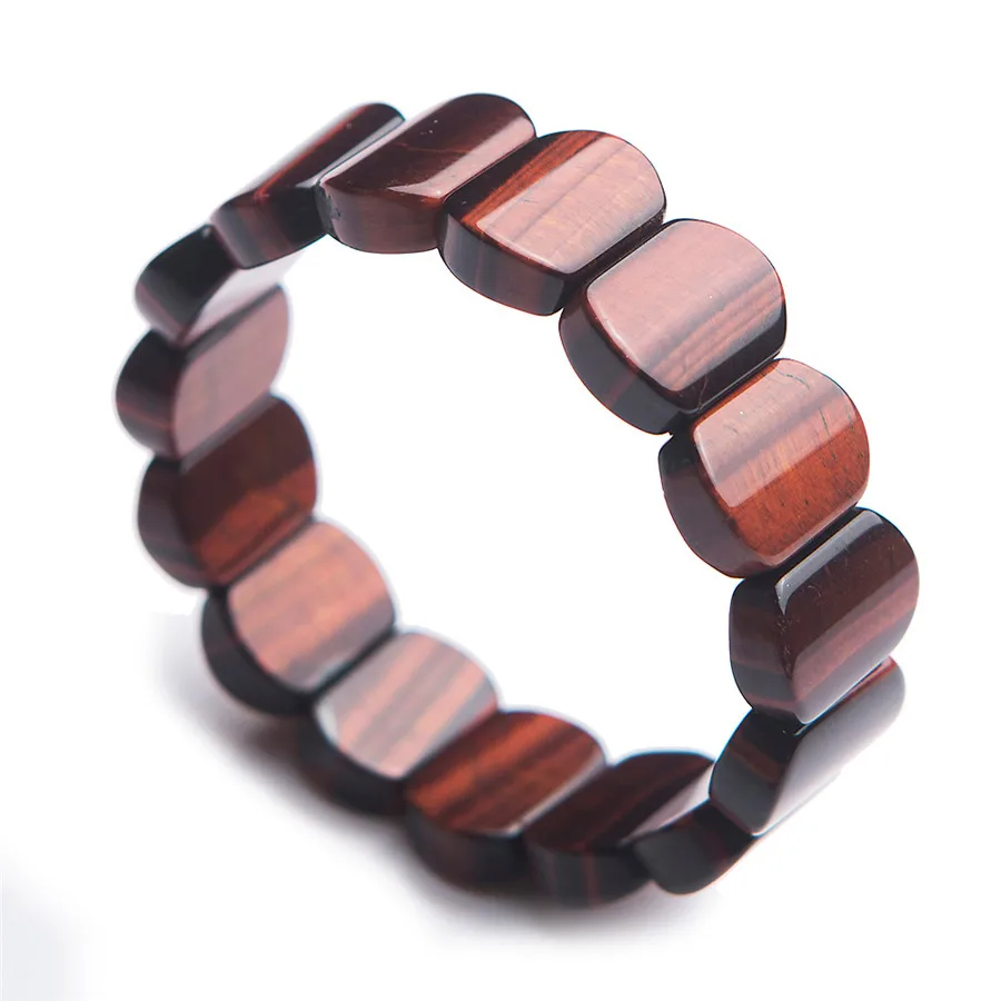 

Natural Red Tiger's Eye Gemstone Bracelet Women Men Red Tiger Eye 18*13mm Stretch Crystal Rectangle Bead Bracelet Bangle AAAAAA