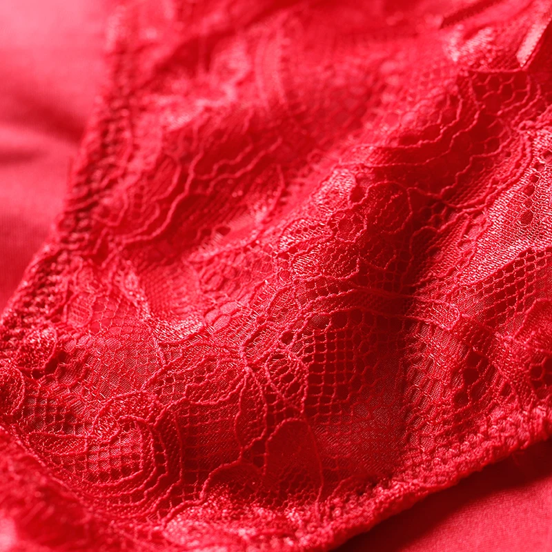 Women Seamless Panties Thin Soft Briefs Mid Waist Eyelash Lace Underwear Sexy Lingerie Ladies Underpants Comfortable Black Red