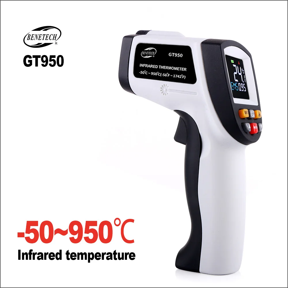 BENETECH Infrared Thermometer LCD Color Screen Handheld Digital -50c-950c Non-Contact Temperature Radium Laser Thermometer