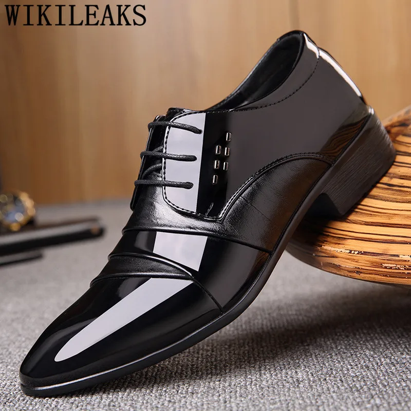 Patent Leather Dress Shoes Men Formal Wedding Shoes Luxury Brand Busines Oxford Shoes For Men Zapatos De Hombre De Vestir Formal