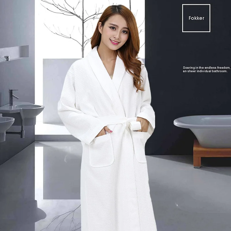 100% Cotton Women Bathrobe Honeycomb Waffle Dressing Gown Ladies Kimono Unisex Absorb Water Bath Robe Male Solid Hotel Robes