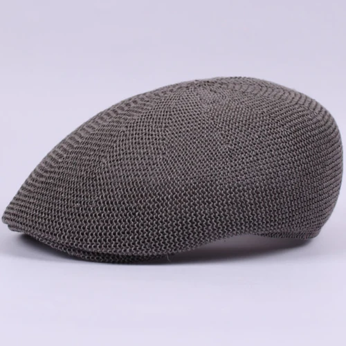 Imagen 2 del producto HT2326-gorros de paja transpirables para hombre, boina avanzada informal, plana, sólida, Verano