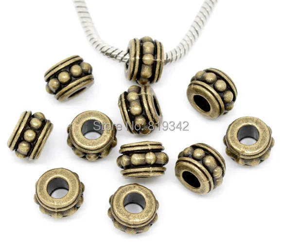 

Free Shipping 20pcs Antique Bronze Tone Dot Spacer Beads Fit European Charm Bracelet 12x8mm J0418