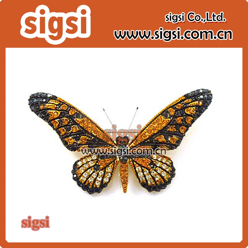 

100pcs Wedding decorative manufactrer price metal butterfly rhinestone animal brooch pin