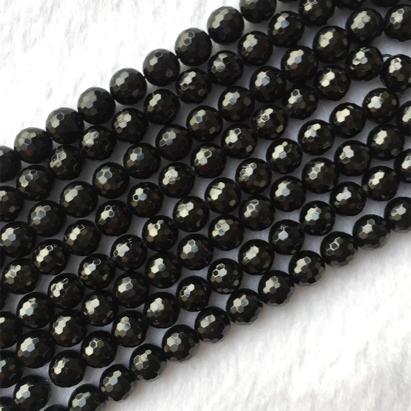 Natural Genuine Black Tektite Round Loose 128 Faceted Beads 10mm 12mm 15