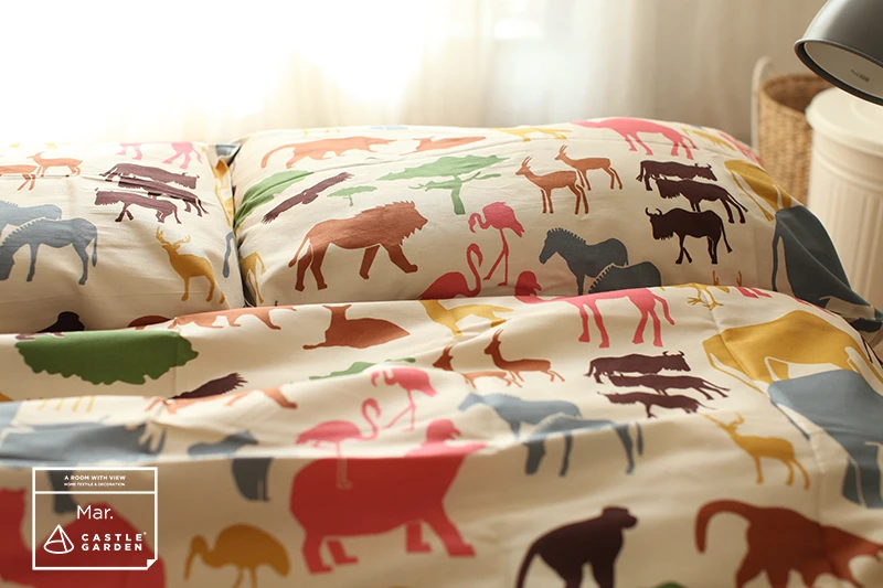 100% Cotton Thickened Duvet Cover Set Winter Autumn Madagascar Reactive Printing Japan Style Bedding Set Thicken 4PCS 3 PCS