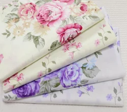 So Pretty Pink & Purple Blooming Peony Flower Printed Cotton Fabric 50x160cm Bedding Quilting Clothing DIY fabric