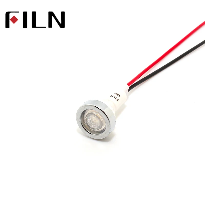 FILN FL1P-10NW-1 10mm red yellow blue green white 12v 220v 24v led  plastic indicatorl signal light pilot lamp with 20cm cable