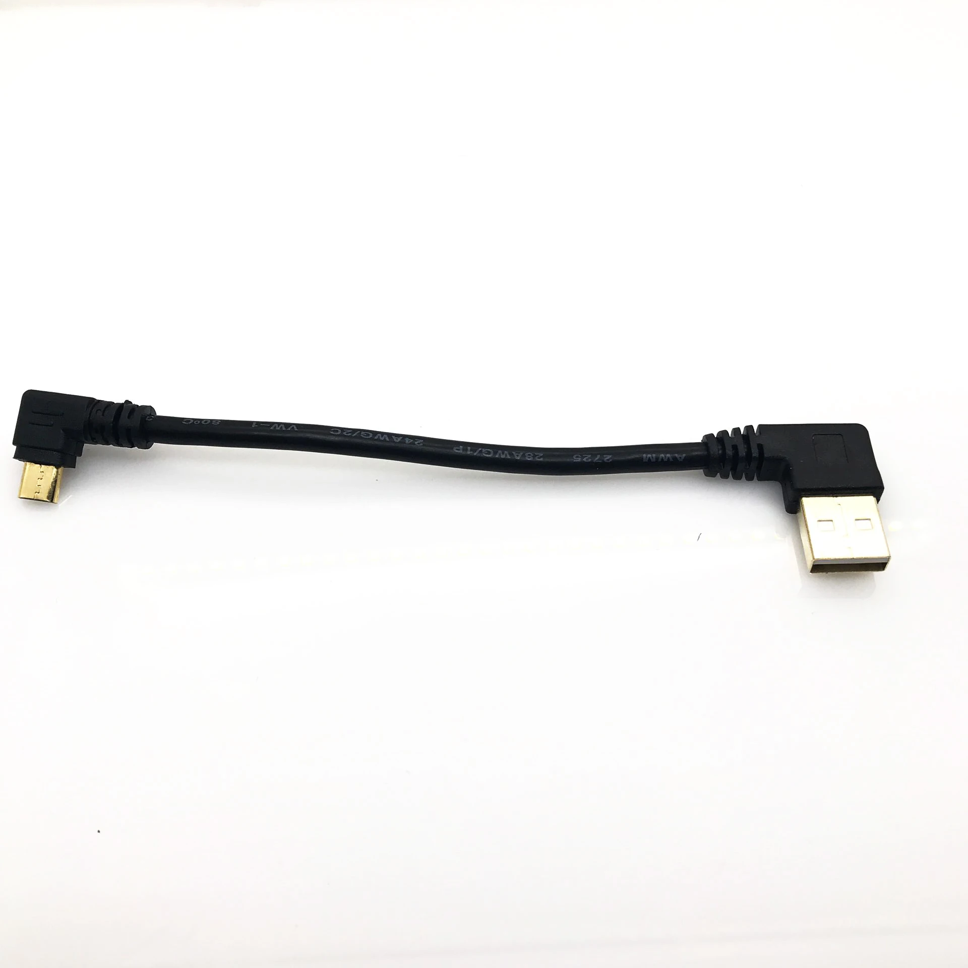 Gold plated 15CM short 90 Degree USB 2.0 to Micro USB B Male Cable Gold Plated Right Angle Data Sync and Charge Extender Lead