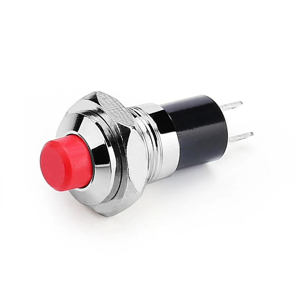 MINI 10mm IP67 Push Button SPST Latching N/O OFF-ON Switch Red/Black For Car/Boat