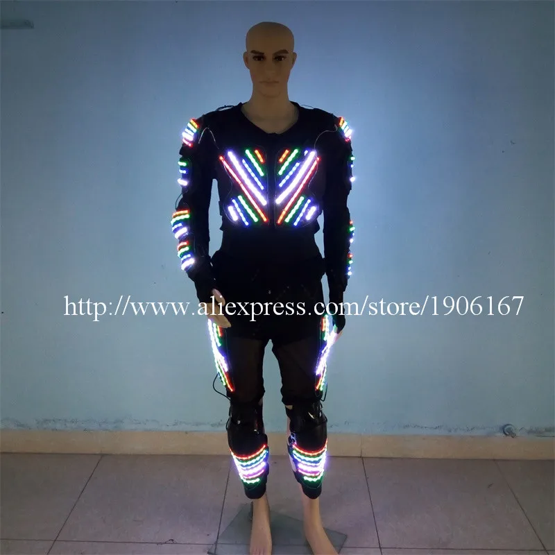 

Hot Sale Colorful Led Luminous Ballroom Costume Clothes Dance Wear LED Lighting Robot Suits Clothing For Event Party Supplies