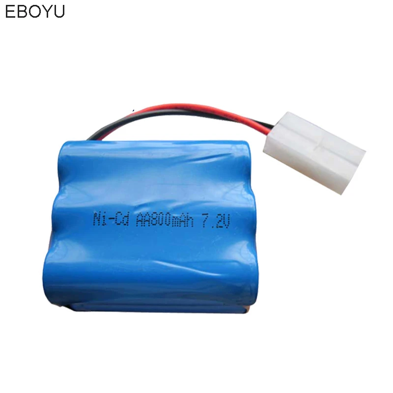 EBOYU 7.2V 800mAh Ni-cd Rechargeable AA Battery Pack KET 2P Plug for HengTai 3827 2879 3832 RC Boat & Similar Remote Control Toy