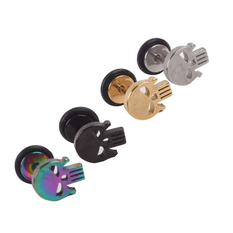 skull Fake Ear Plug Flesh Plugs cheater Tapers Stainless steel Fashion Ear Piercing Body Jewelry for Men woman