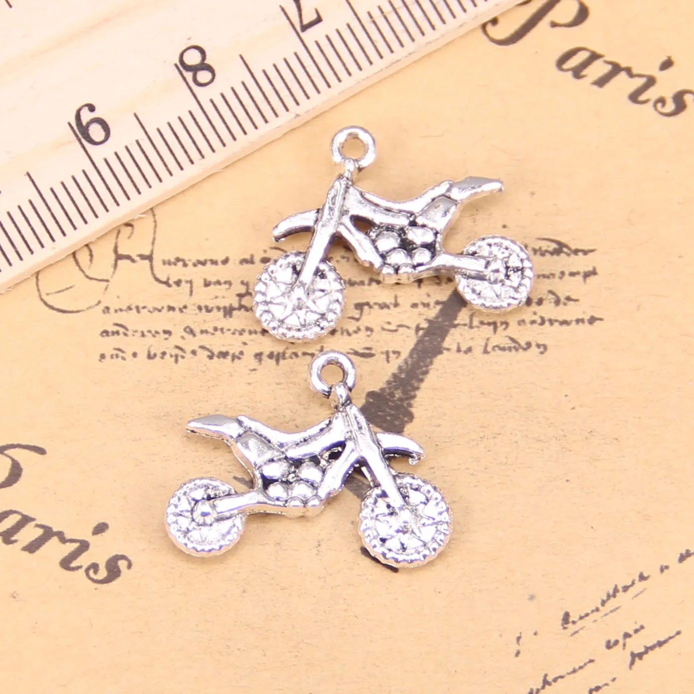 54pcs Jewelry Charms motorcycle motorcross 17x23mm Antique Silver Plated Pendants Making DIY Handmade Tibetan Silver Jewelry